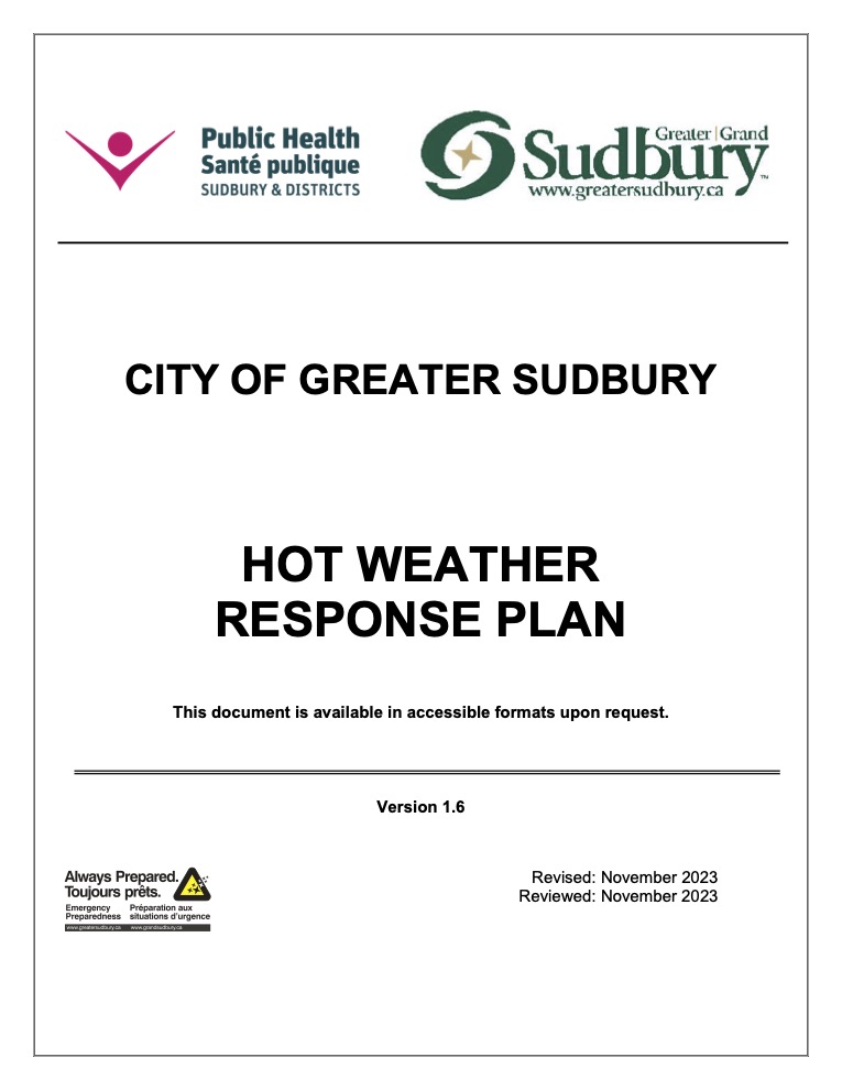 City of Greater Sudbury Hot Weather Response Plan