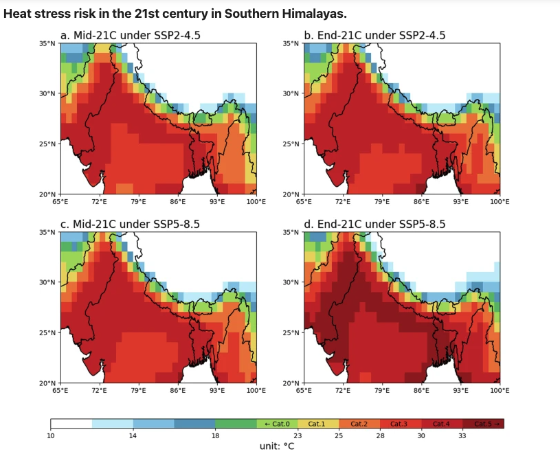 Evaluating heat stress and occupational risks in the Southern Himalayas under current and future climates